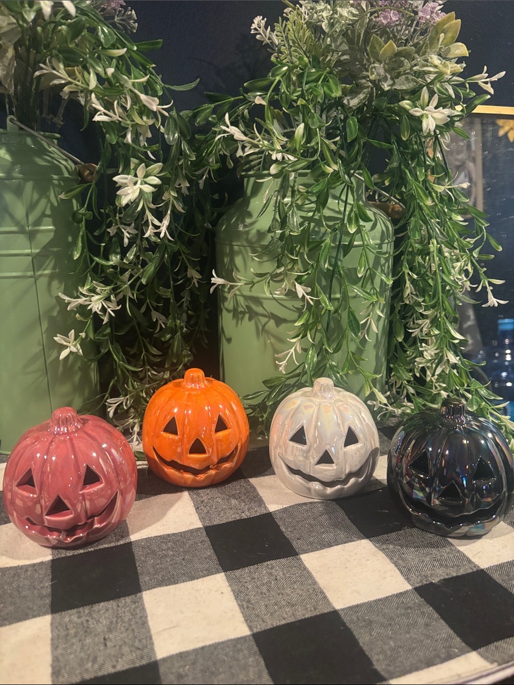 Festive Ceramic Jack-O'-Lantern Quartet